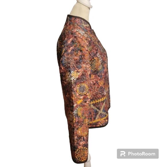 Christopher & Banks Jacket Size Small Quilted Multi Color & Brown - Picture 3 of 7